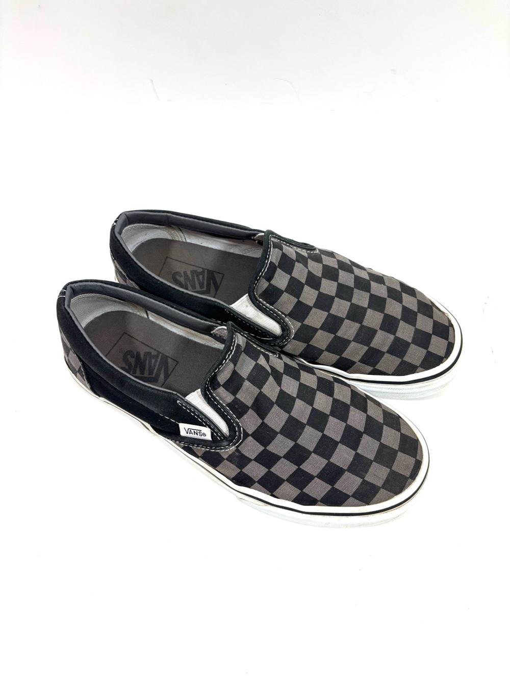 Vans Classic Slip-On Checkerboard Sneakers – BlackGrey –Women8/ Men 6.5